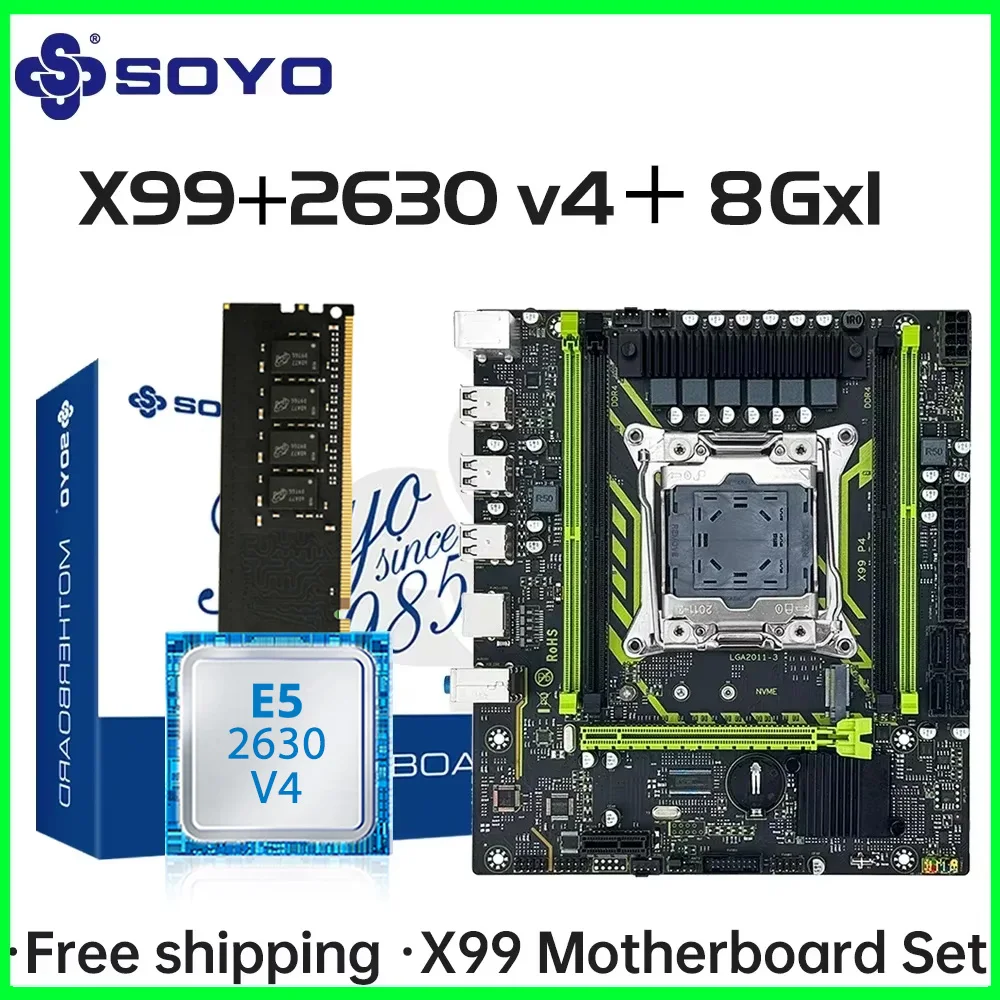 SOYO X99 Motherboard Set With LGA2011-3 Xeon E5 2630 V4 CPU DDR4 8GB (1*8GB) 2133MHz RAM NVME M.2 SATA Computer Accessories - Imagem 6