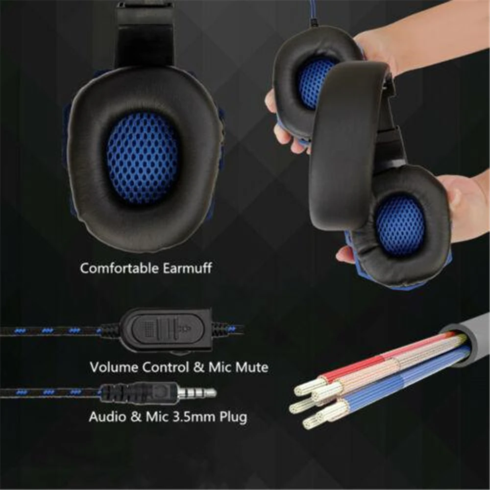 3.5mm Wired Gaming Headphones With Microphone 120° Adjustable PC Bass Stereo Gamer Headset For PS4 PS5 Xbox Smartphone Laptop - Imagem 3